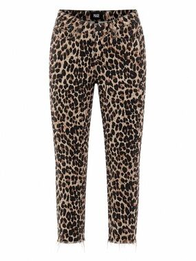 Paige Verdugo Ankle Leopard Print Jeans Womens Skinny Fit Raw Hem